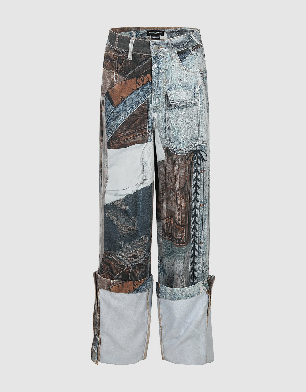 Rolled Up Printed Jeans