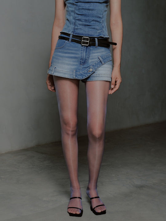 Gradient Denim Shorts