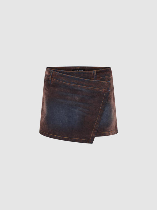 Drapey Denim Wrap Mini Skirts