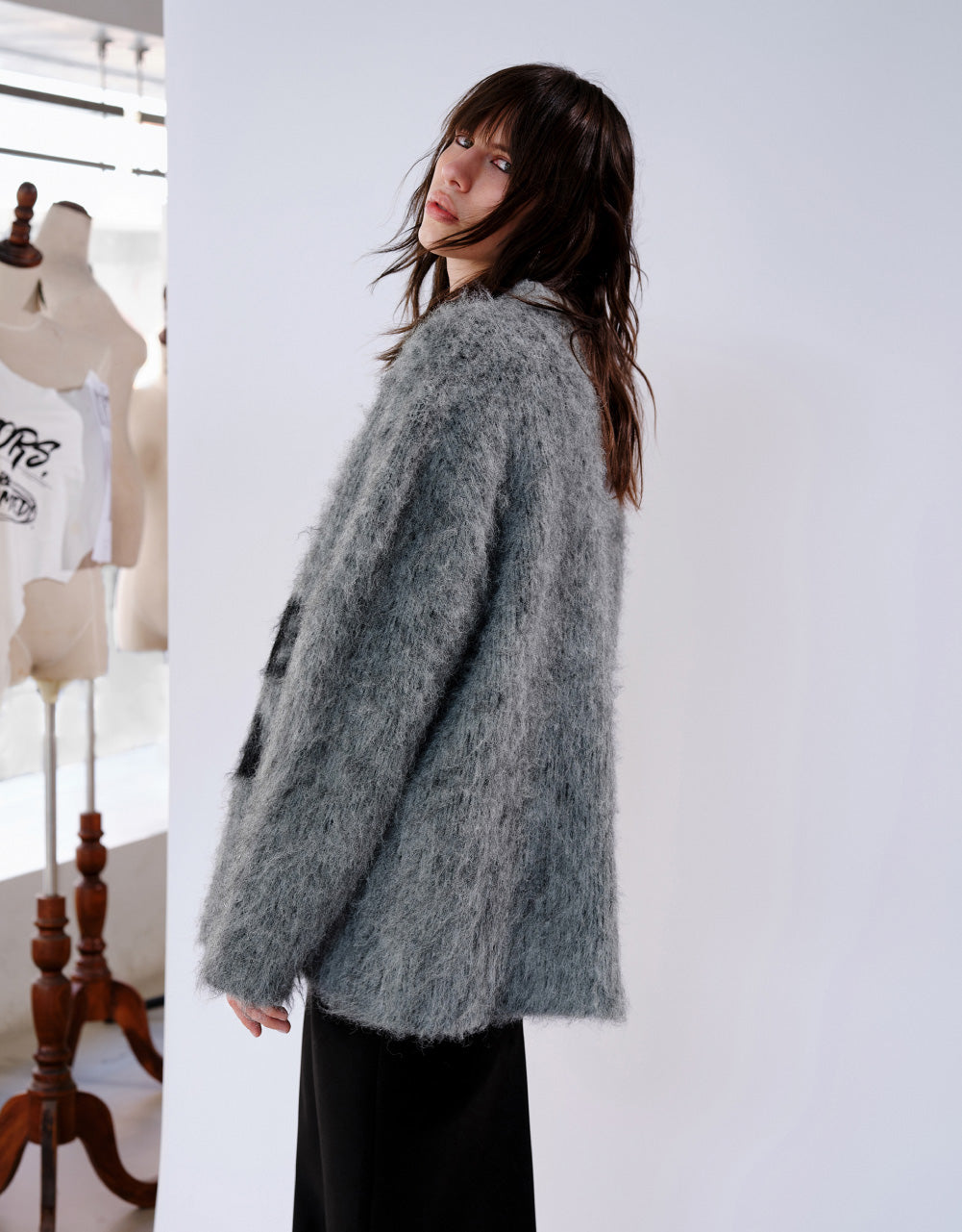 Fluffy Letter Print Knitted T-Shirt