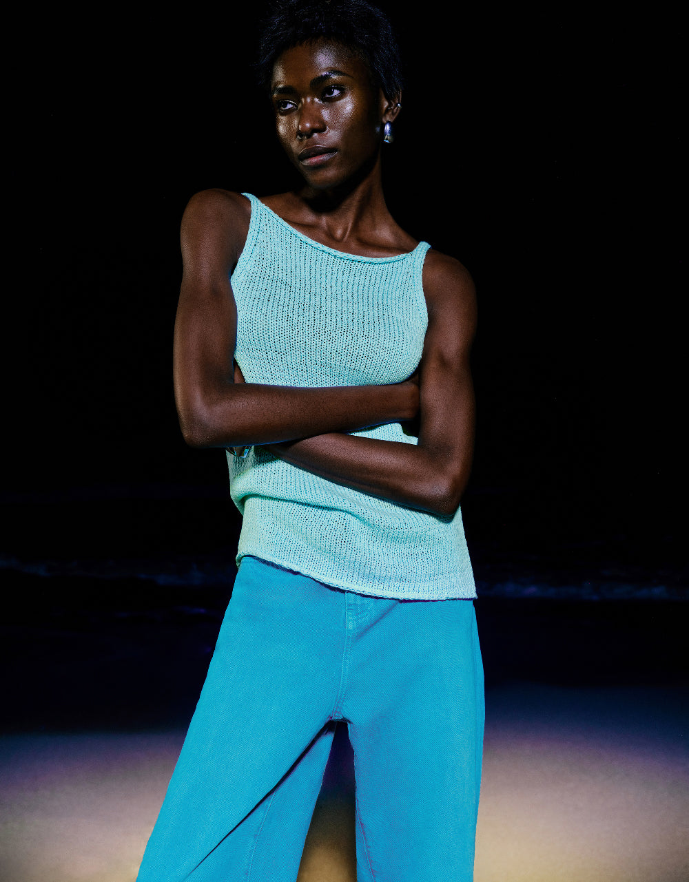 Sleeveless Off-Shoulder Knitted Cami Top