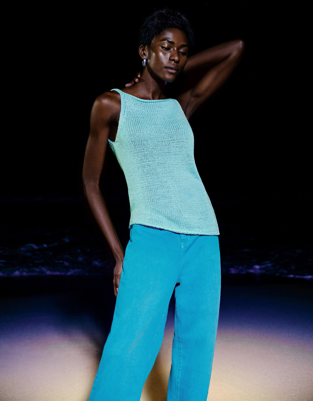 Sleeveless Off-Shoulder Knitted Cami Top
