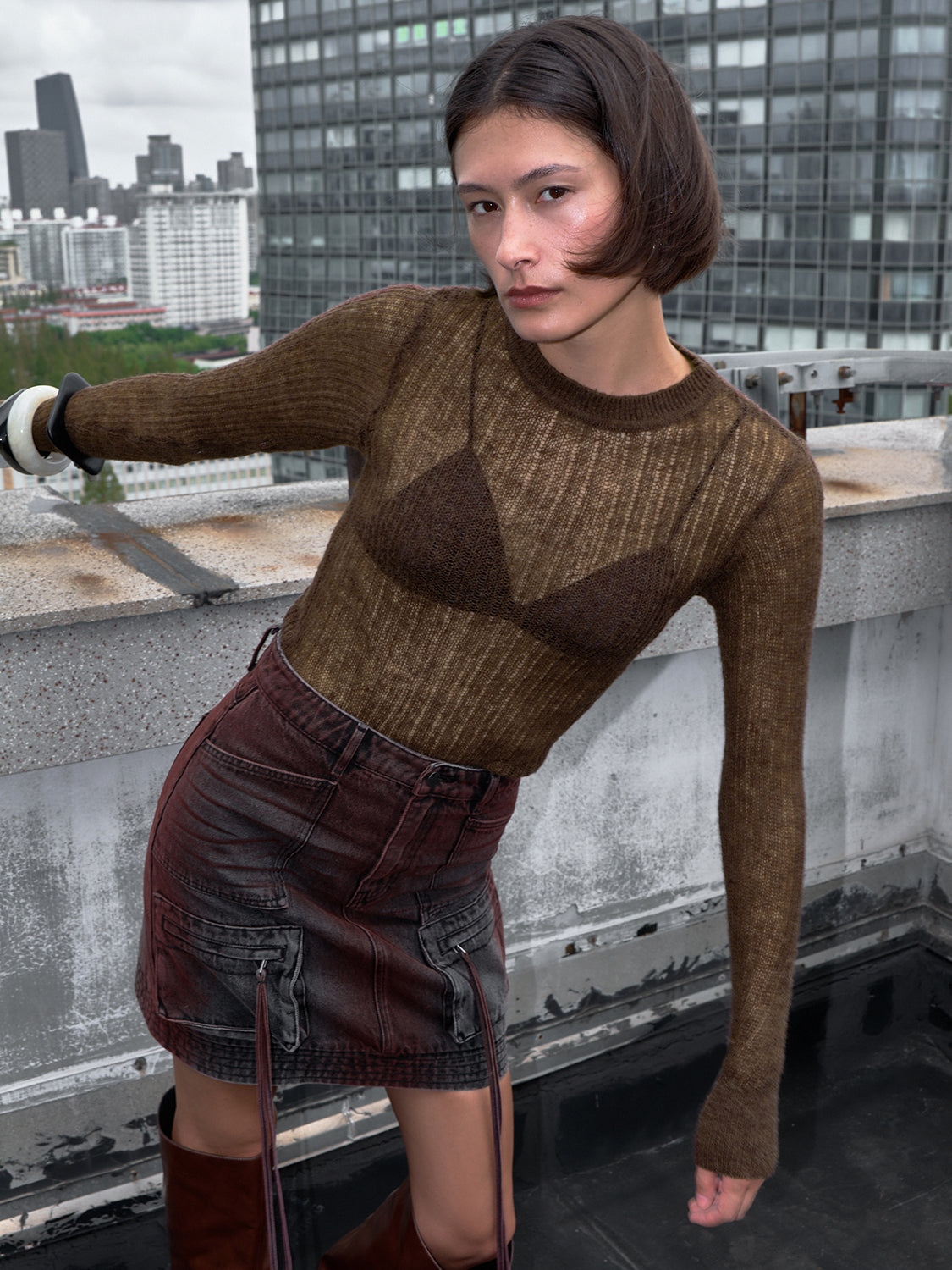 See-through Knitted T-Shirts