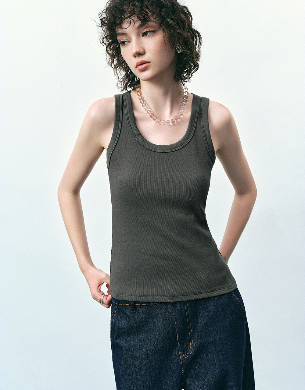 Crew Neck Knitted Tank Top