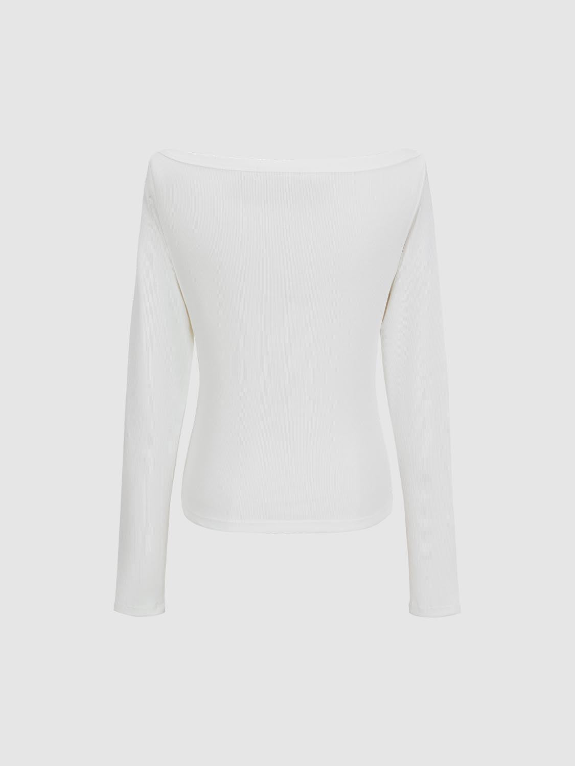 Off-the-Shoulder Long Sleeve T-Shirts
