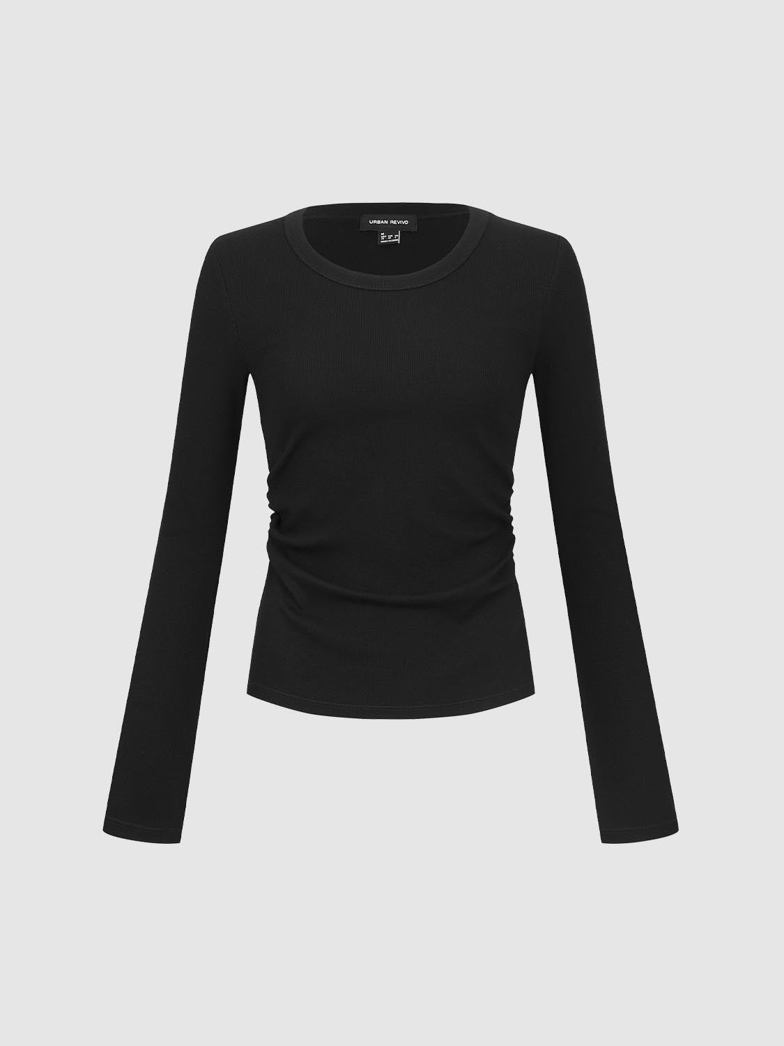 Ruched Long Sleeve T-Shirts