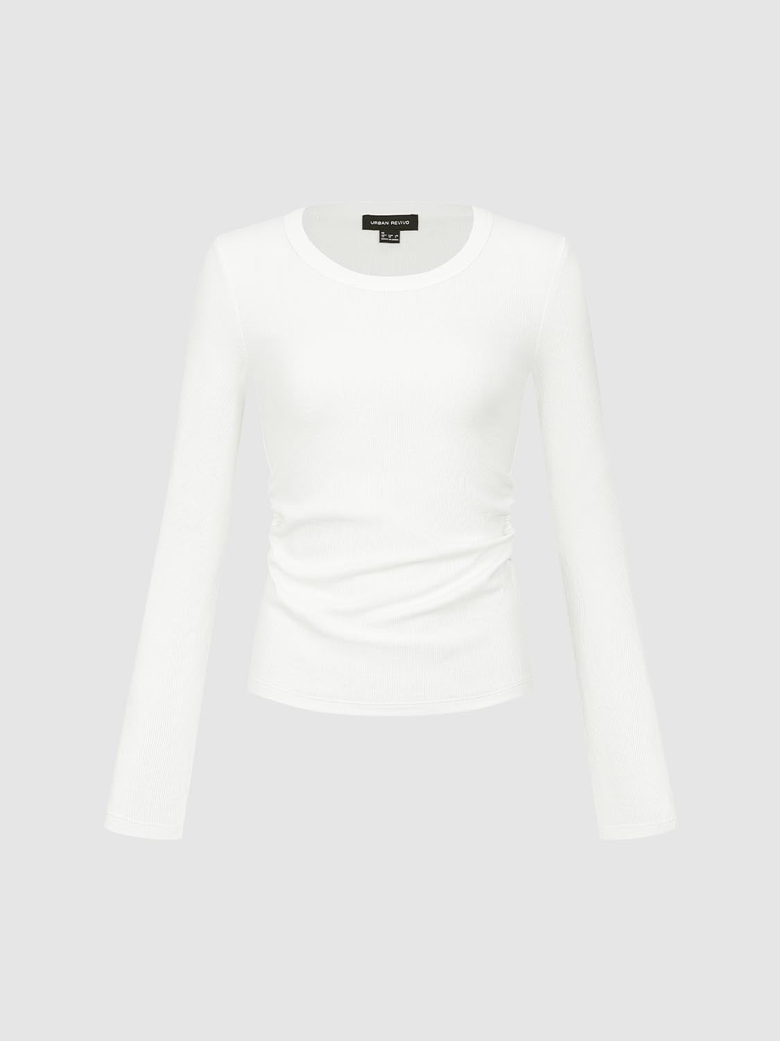 Ruched Long Sleeve T-Shirts