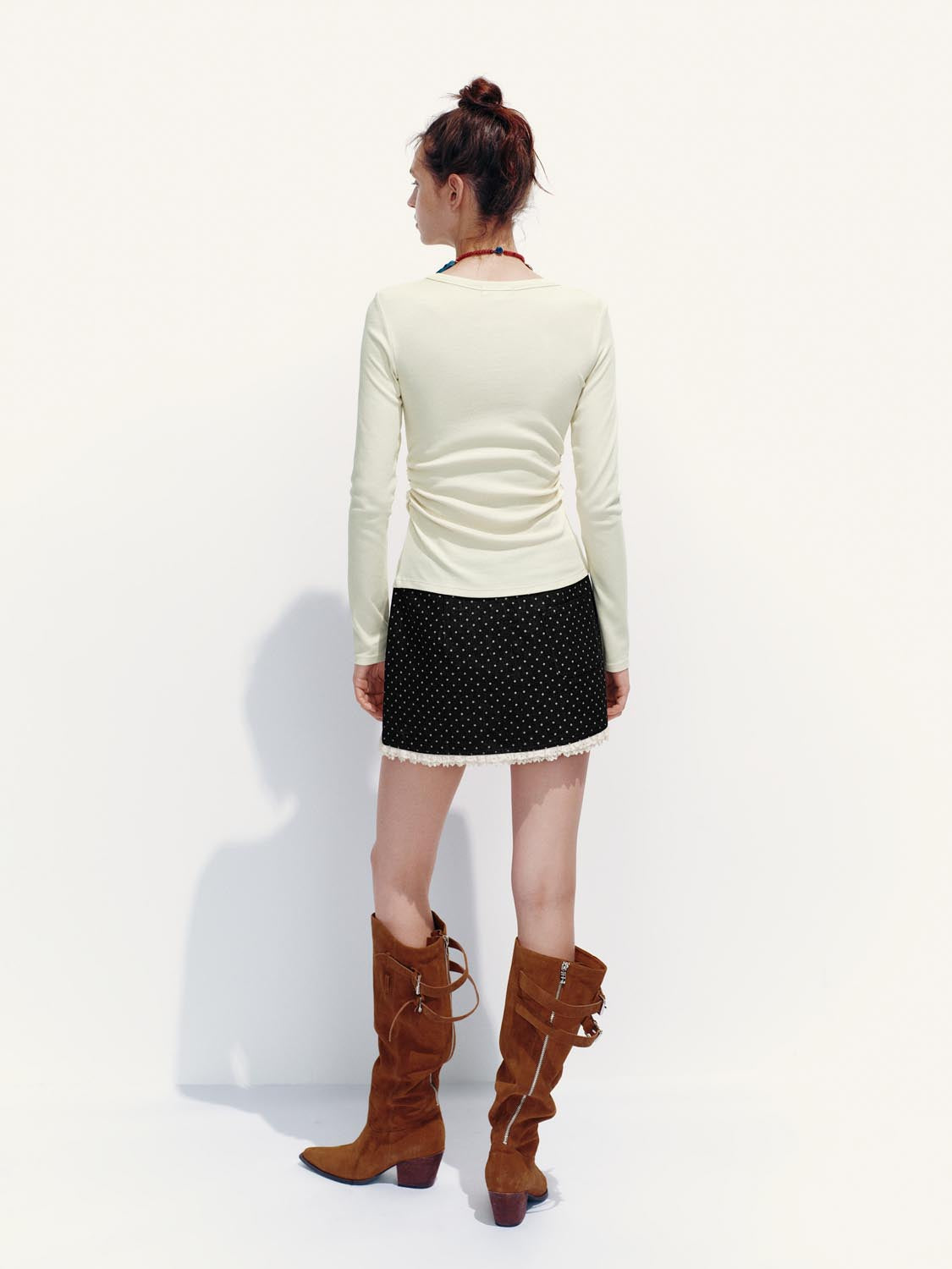 Ruched Long Sleeve T-Shirts