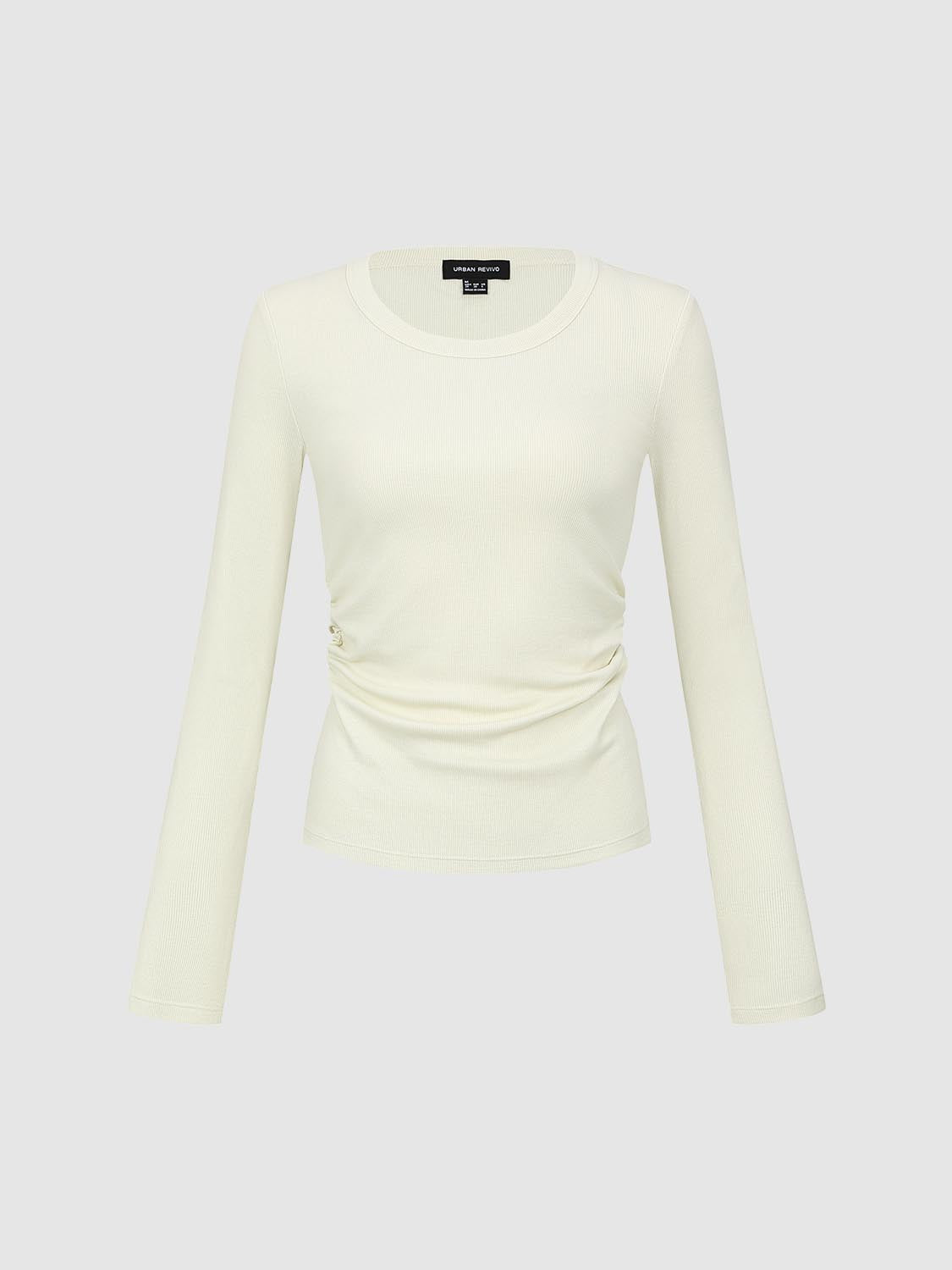 Ruched Long Sleeve T-Shirts