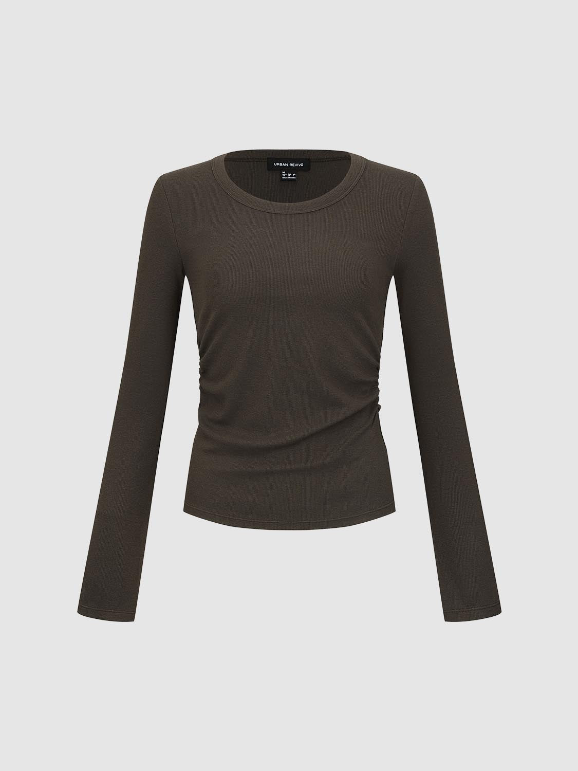 Ruched Long Sleeve T-Shirts