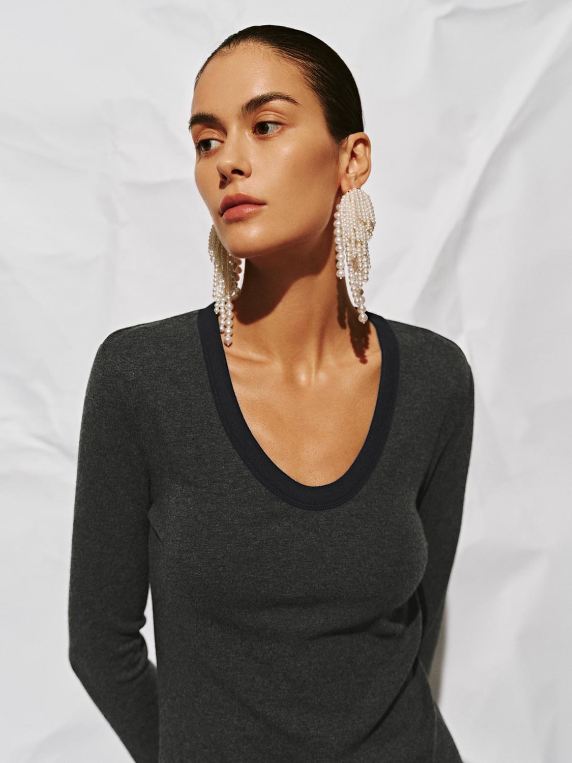 Scoop Neck Long Sleeve T-Shirts