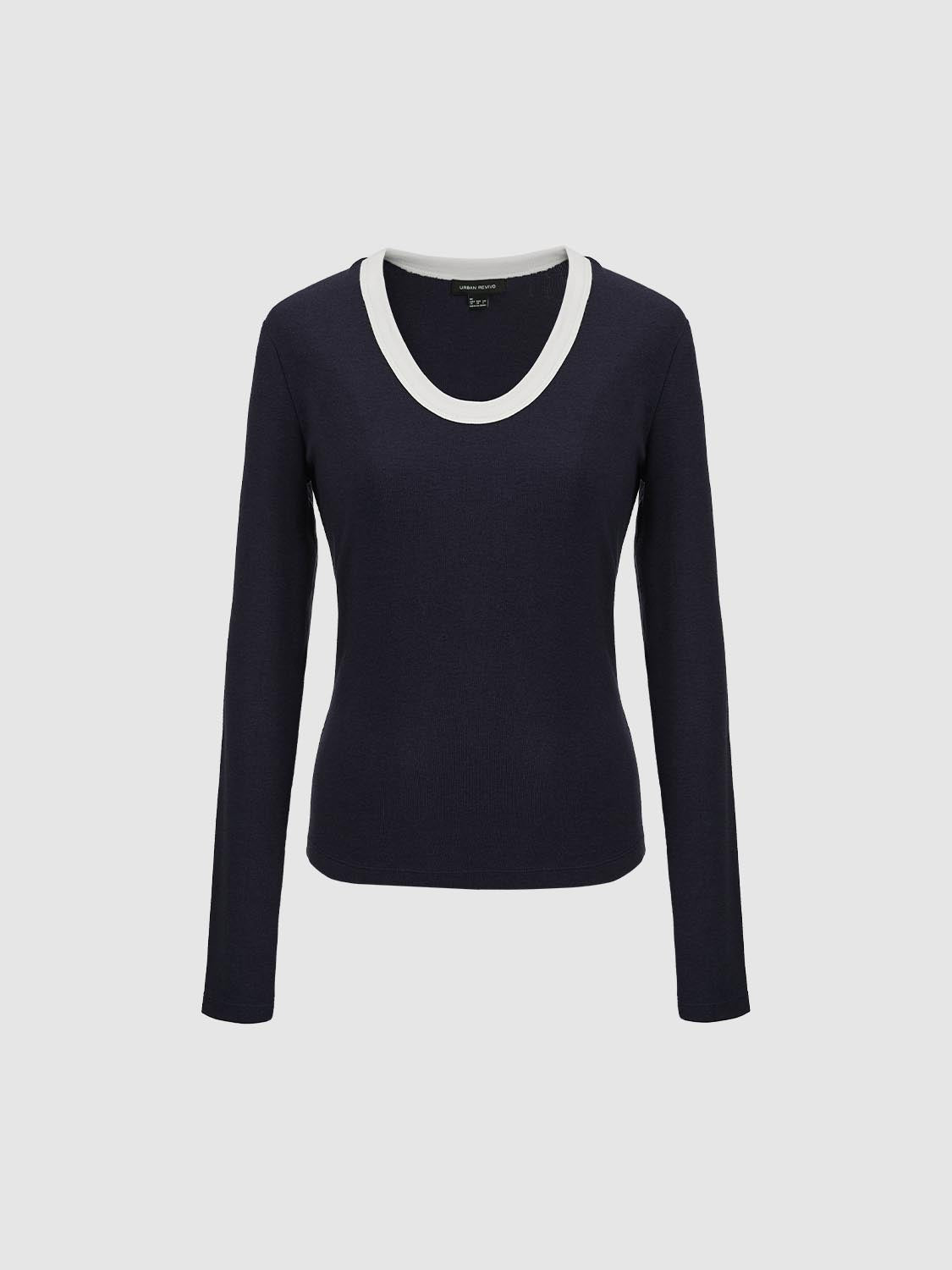 Scoop Neck Long Sleeve T-Shirts
