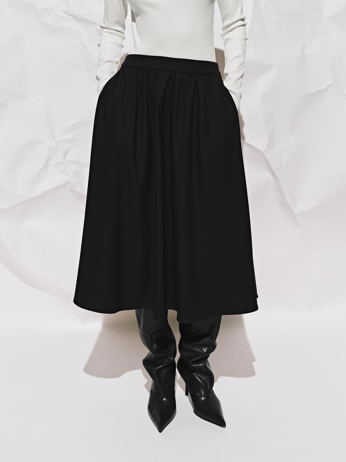 Crinkle Circle A-Line Midi Skirts