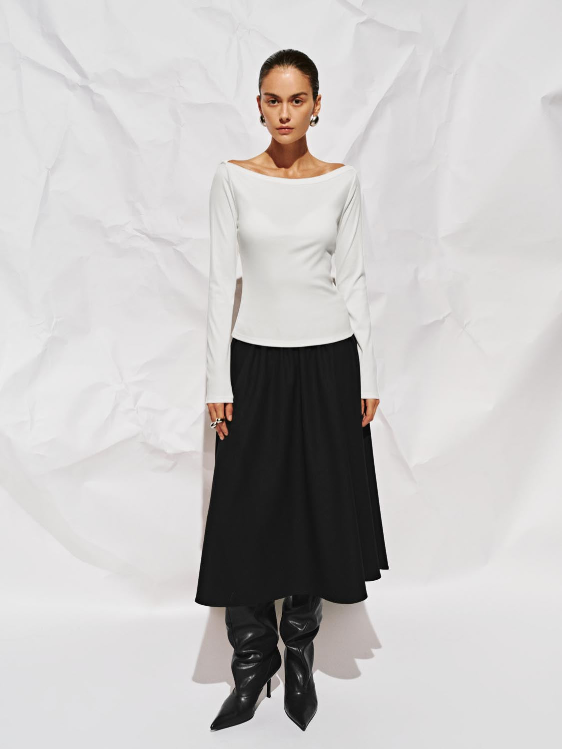 Crinkle Circle A-Line Midi Skirts