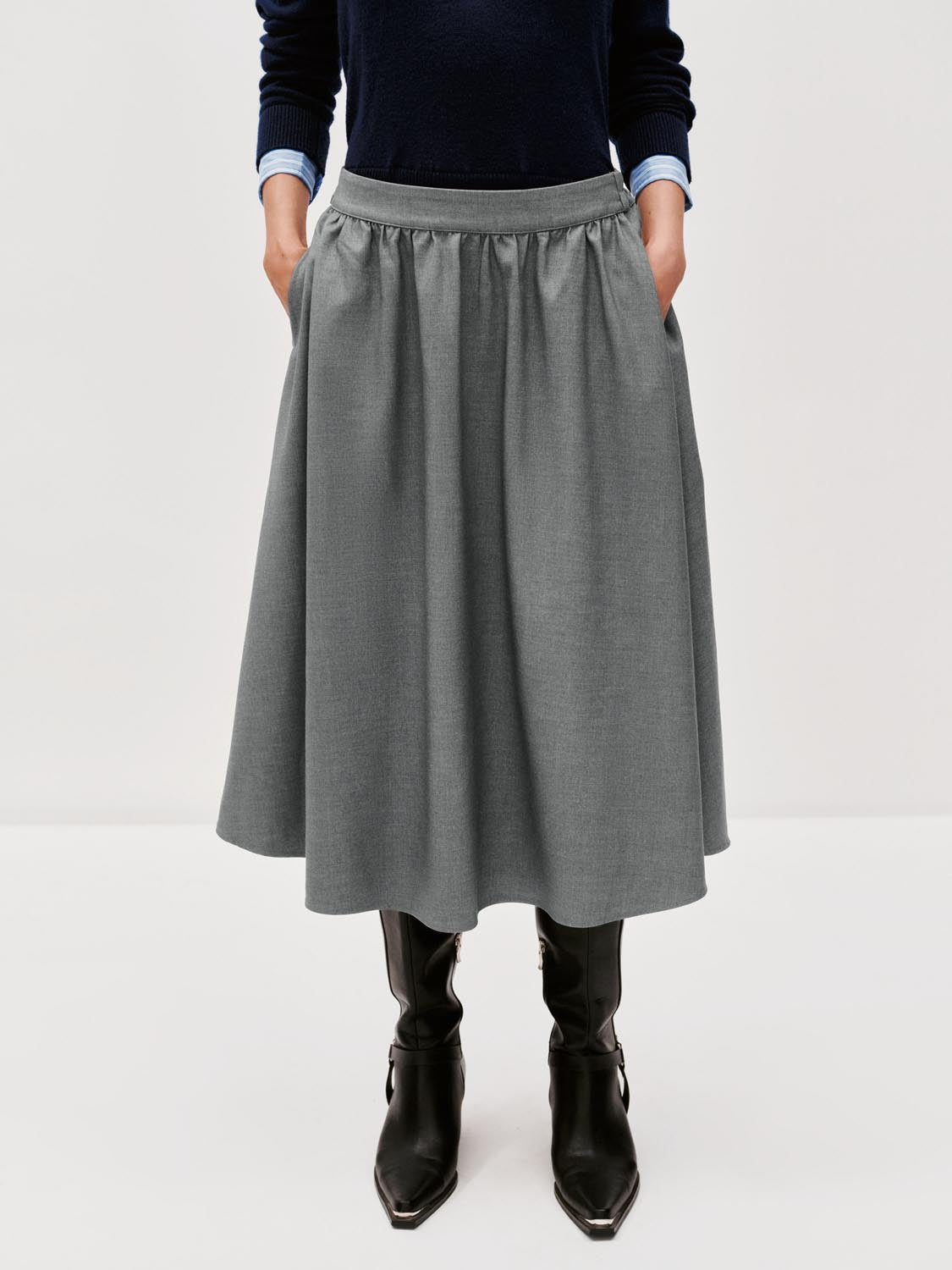 Crinkle Circle A-Line Midi Skirts