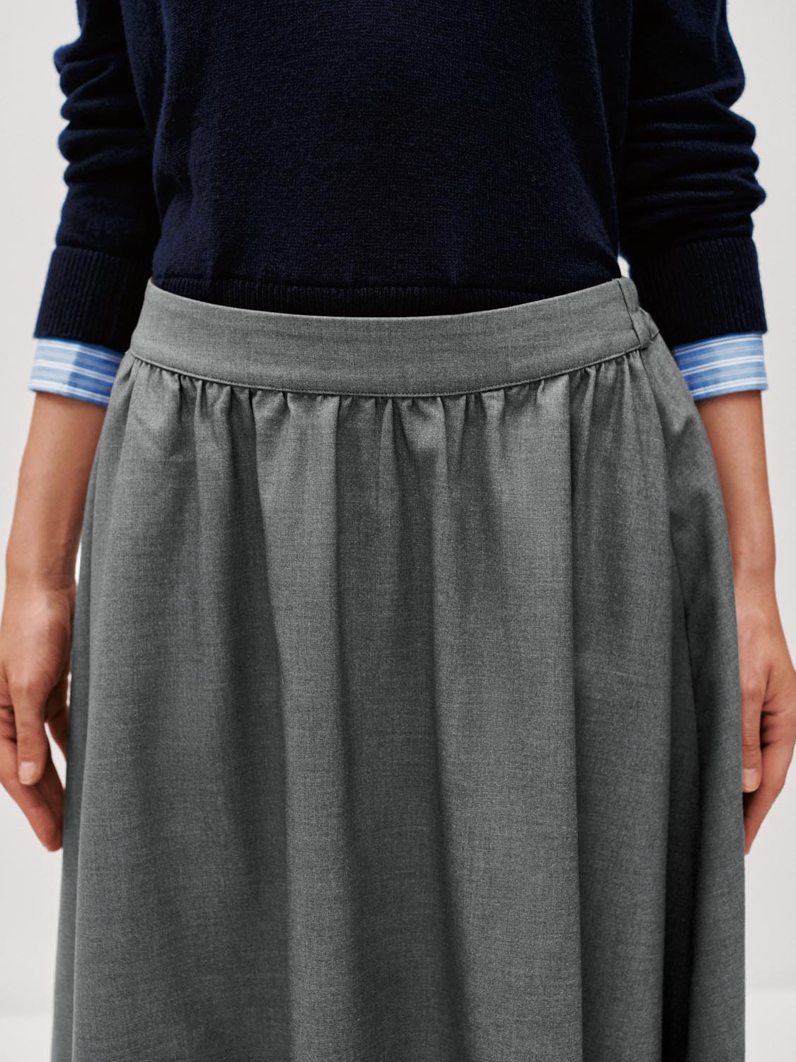 Crinkle Circle A-Line Midi Skirts