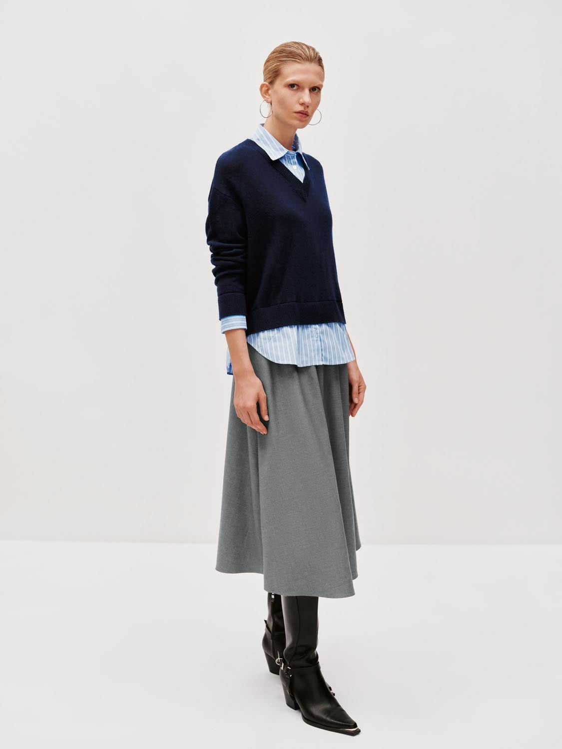 Crinkle Circle A-Line Midi Skirts