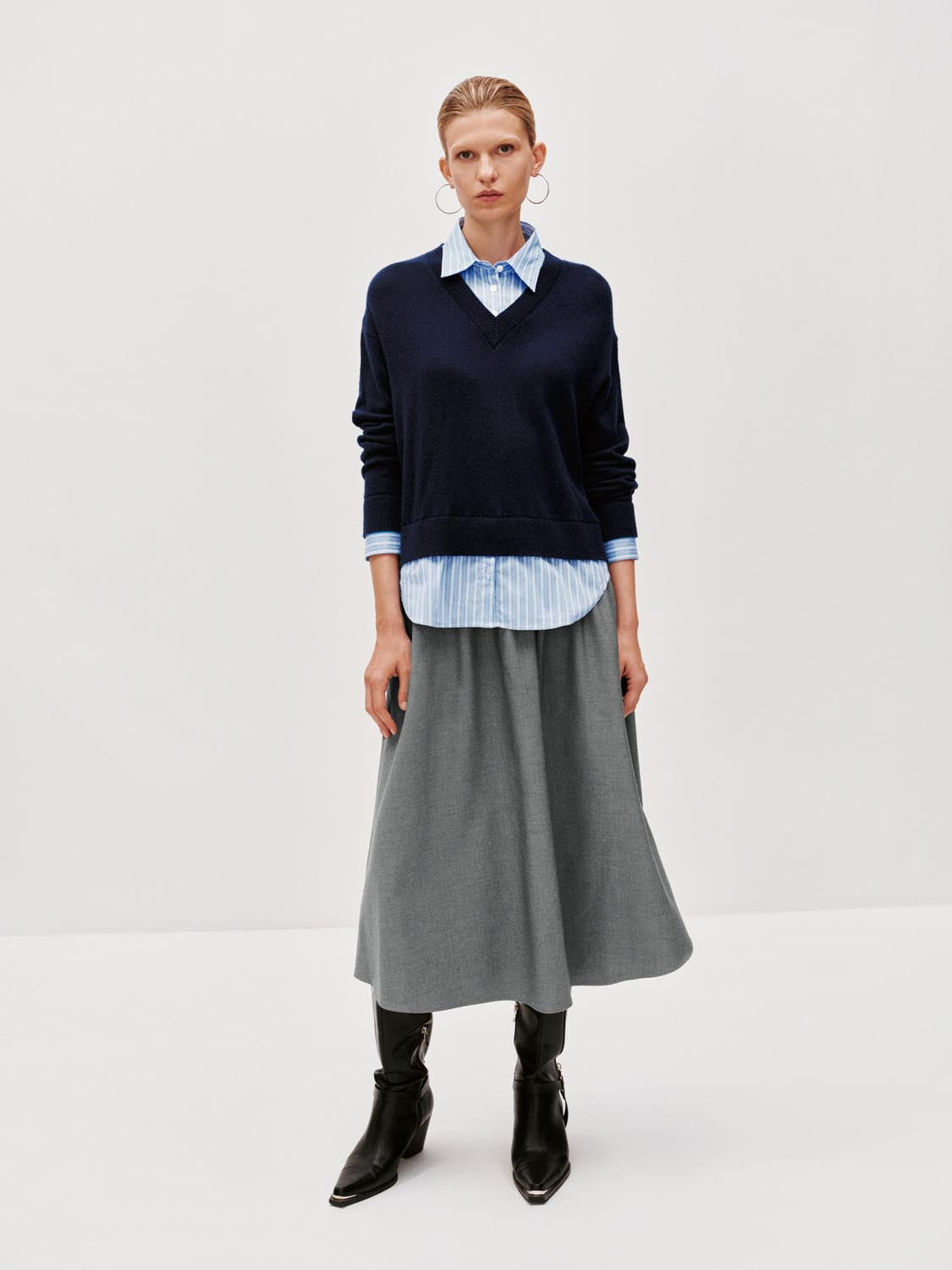 Crinkle Circle A-Line Midi Skirts