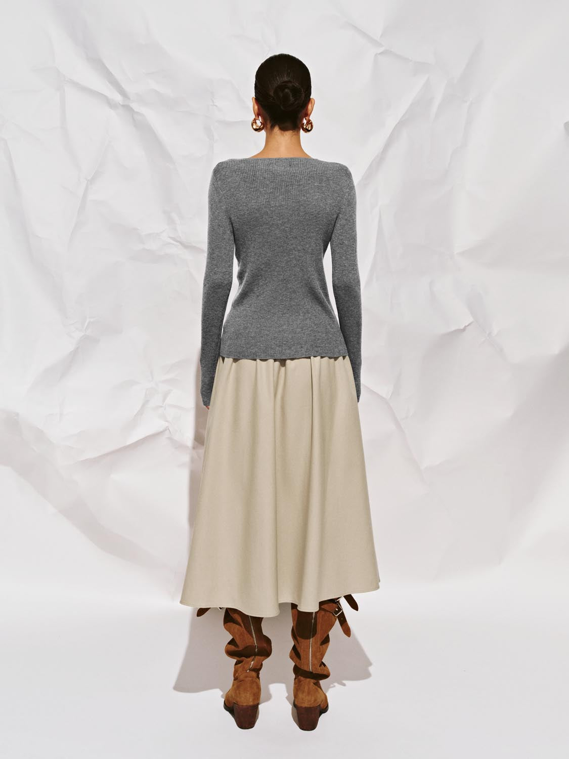 Crinkle Circle A-Line Midi Skirts