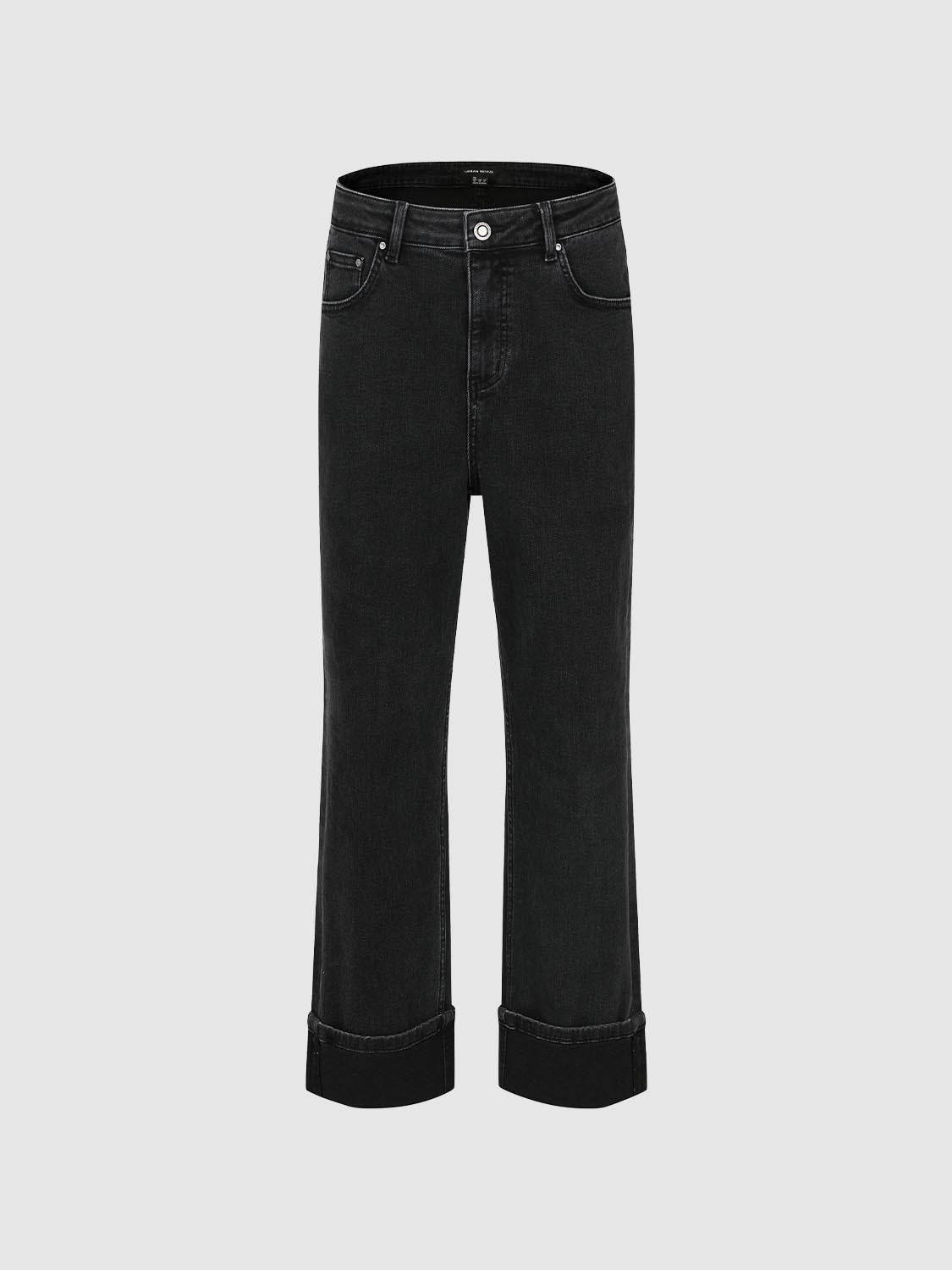 Turnover High Waist Denim Jeans