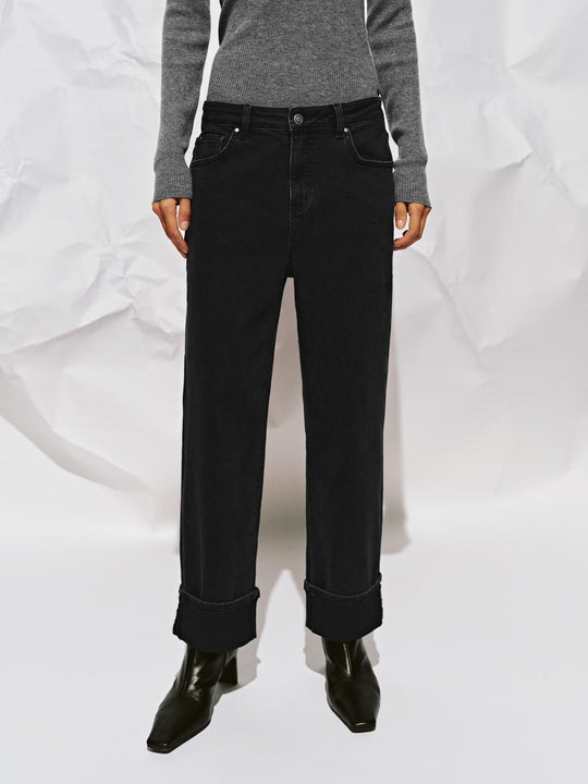 Turnover High Waist Denim Jeans