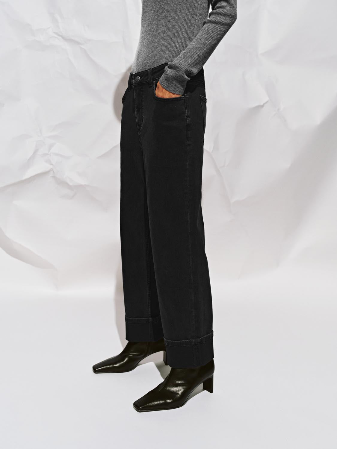 Turnover High Waist Denim Jeans