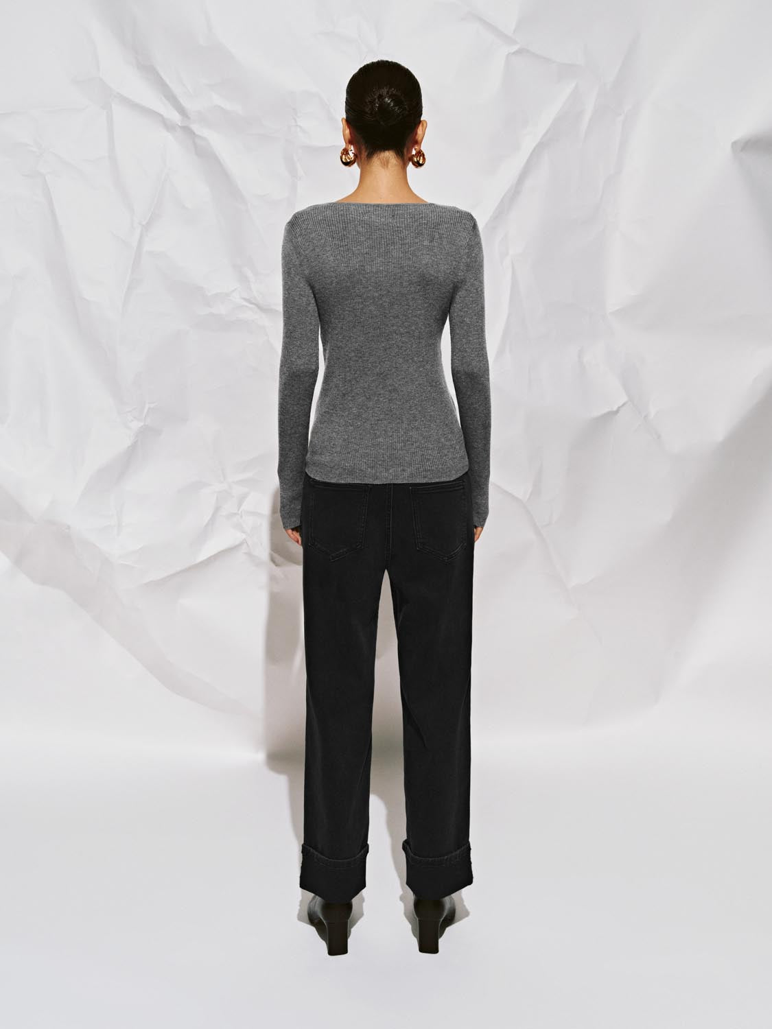 Turnover High Waist Denim Jeans