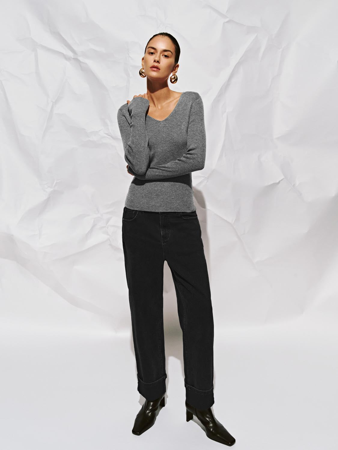 Turnover High Waist Denim Jeans