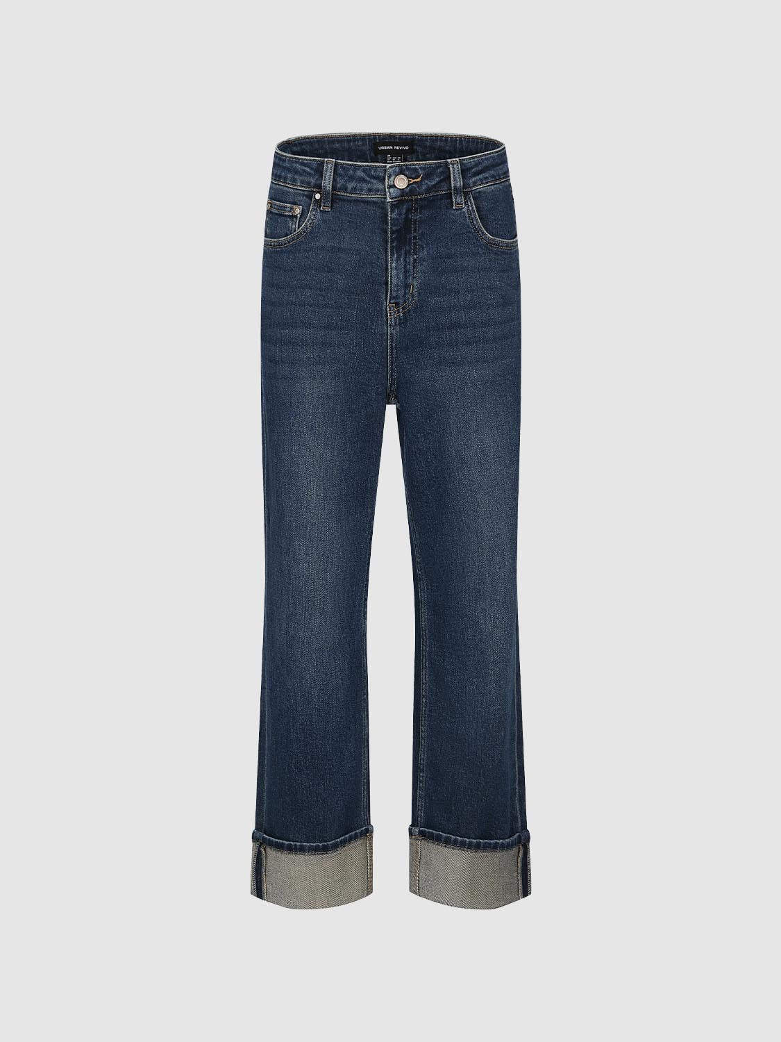Cuffed Straight Leg Jeans