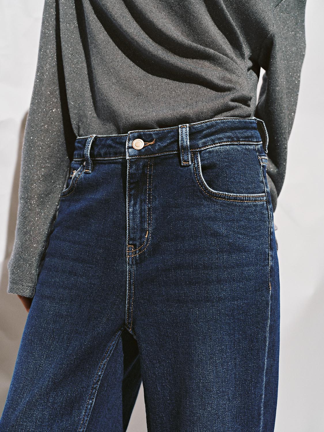 Cuffed Straight Leg Jeans
