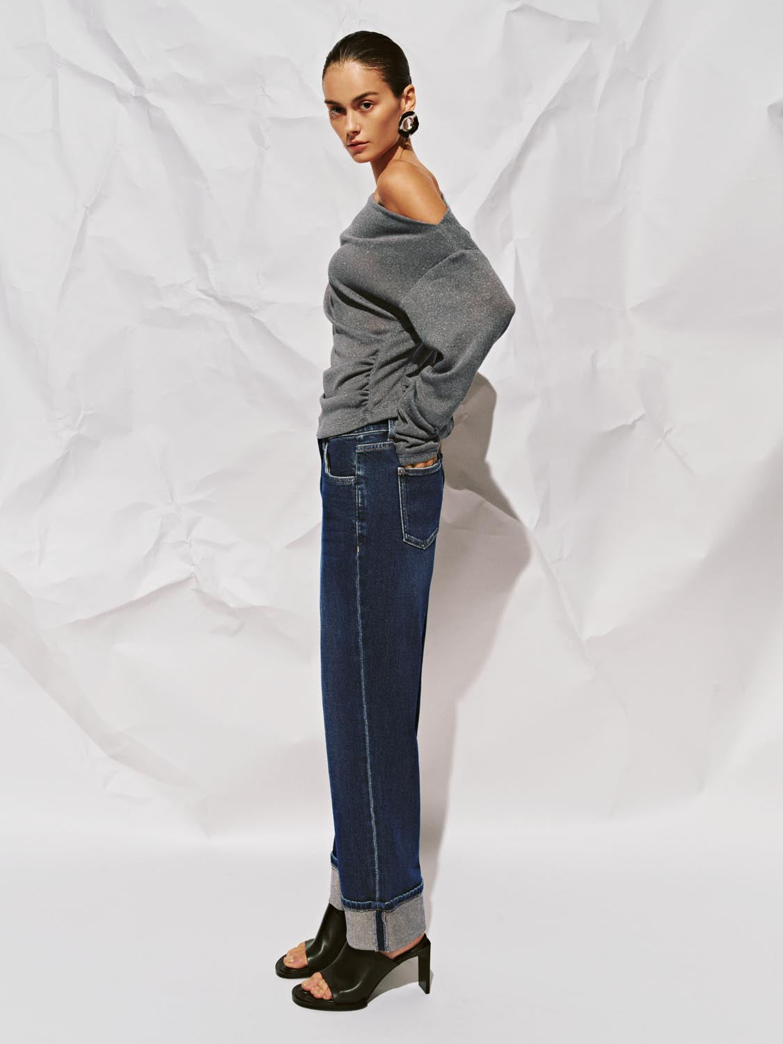 Cuffed Straight Leg Jeans