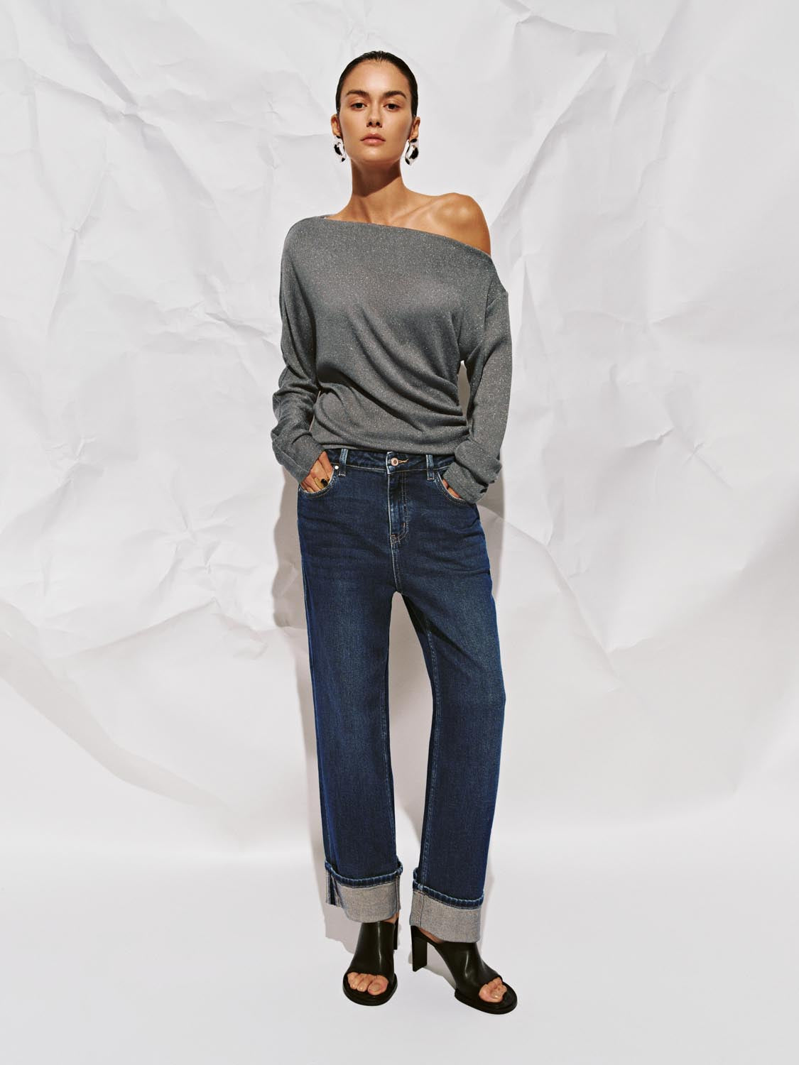 Cuffed Straight Leg Jeans