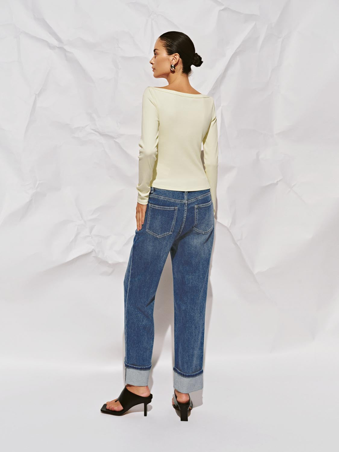 Cuffed Straight Leg Jeans
