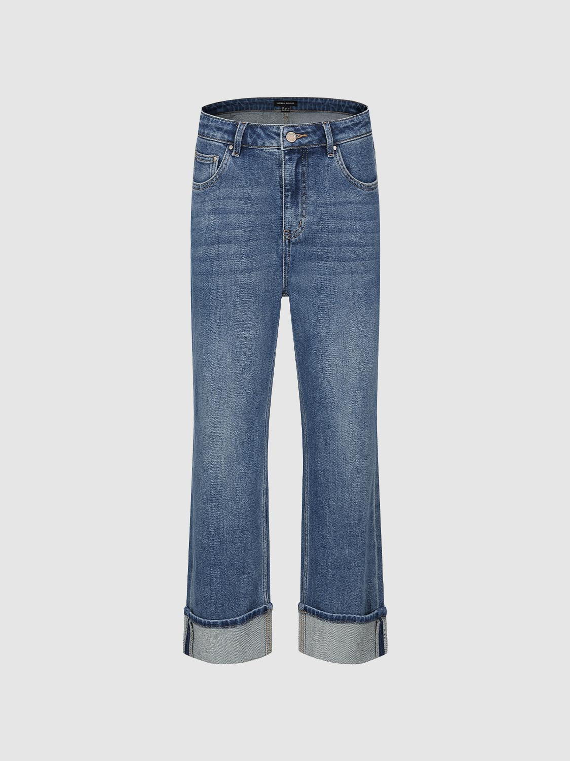 Cuffed Straight Leg Jeans