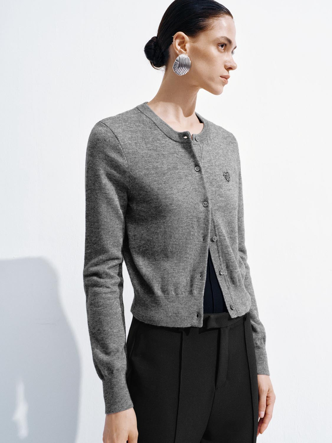 Crew Neck Knitted Cardigans