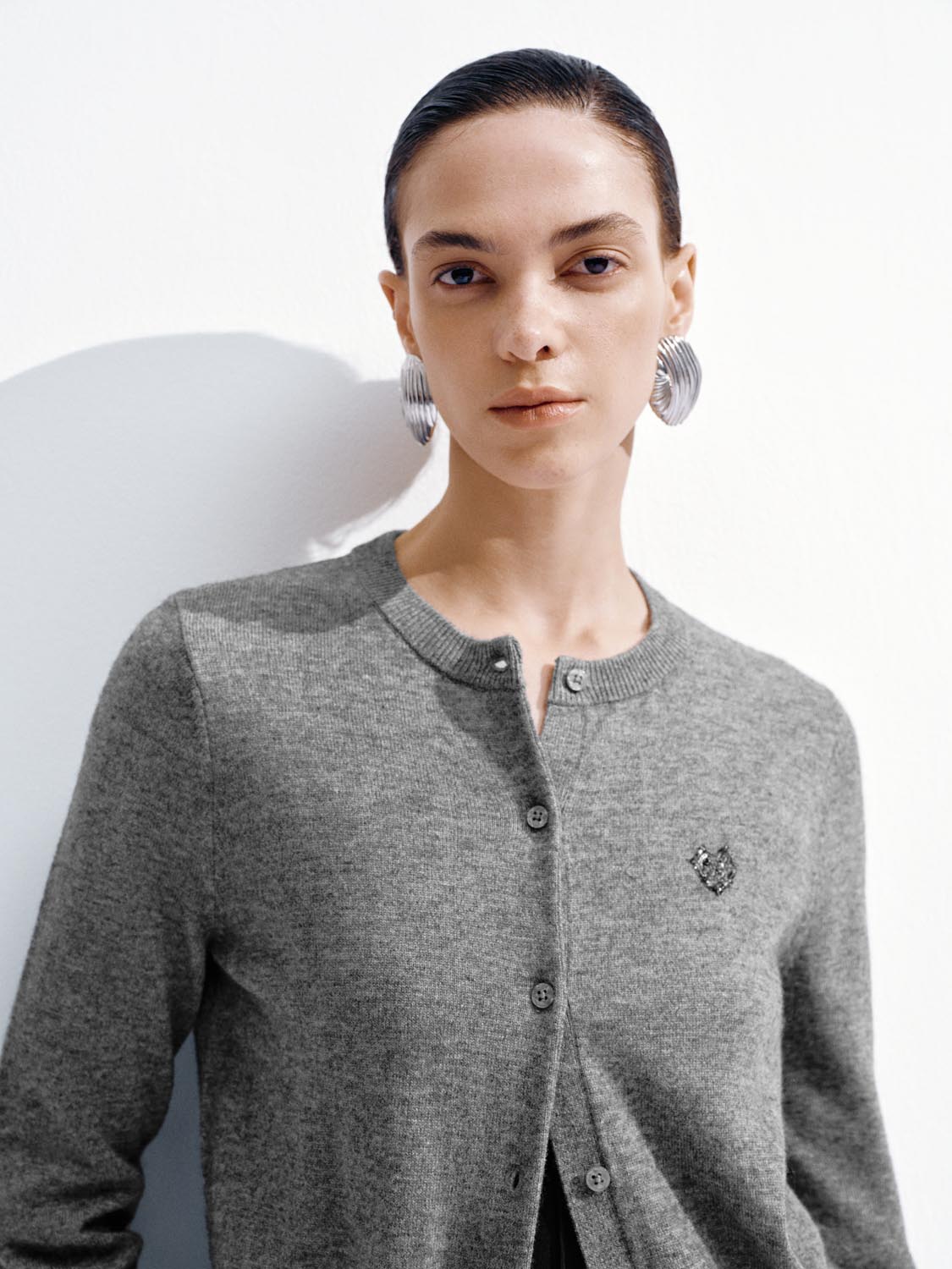 Crew Neck Knitted Cardigans