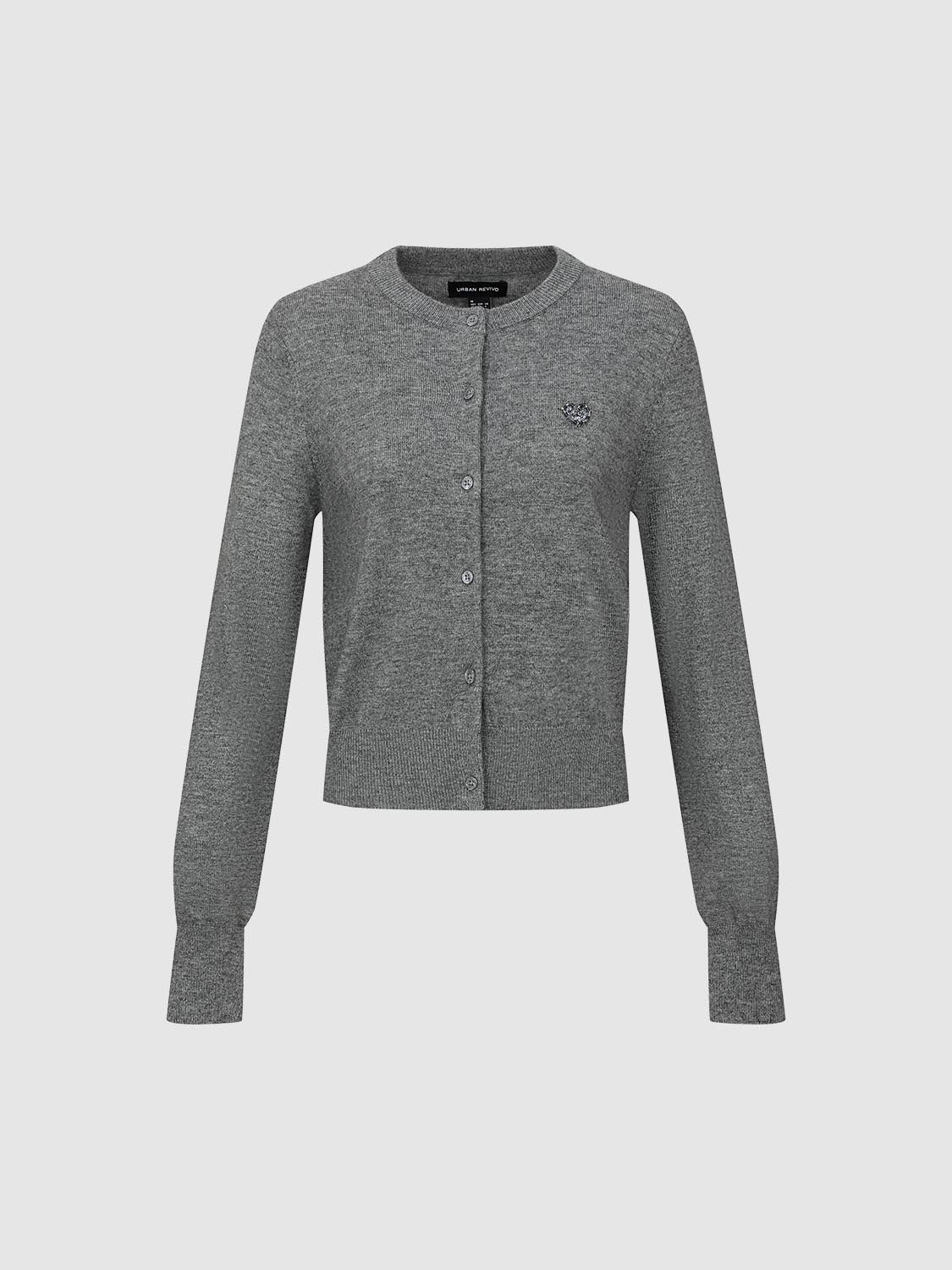 Crew Neck Knitted Cardigans