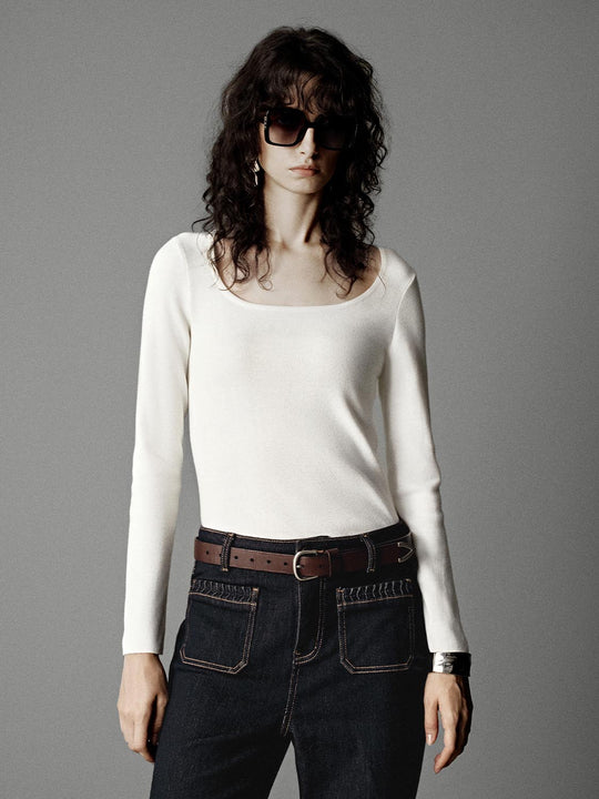 Scoop Neck Knitted T-Shirts