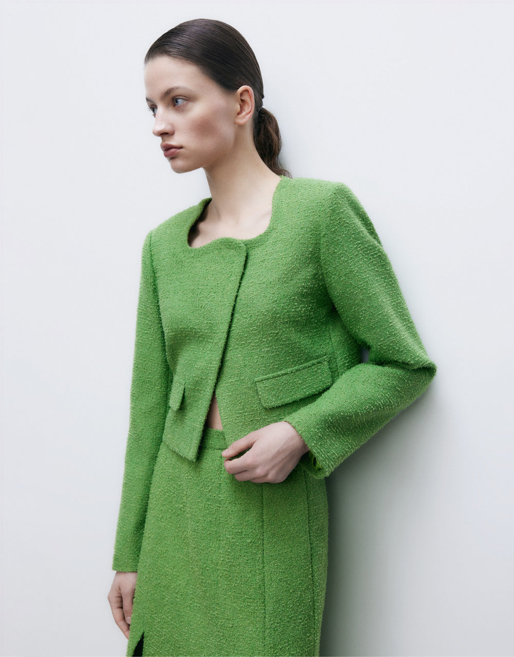 Tweed Jacket With Tailored Collar