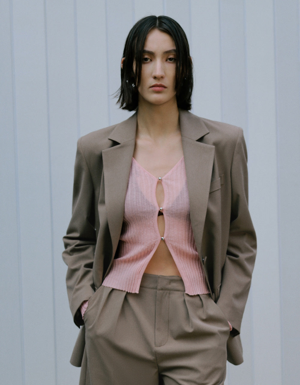 Tailored Blazer With Fake Pockets
