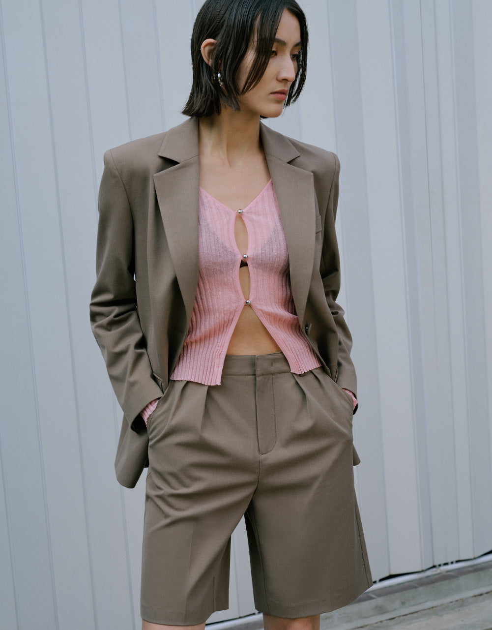 Tailored Blazer With Fake Pockets