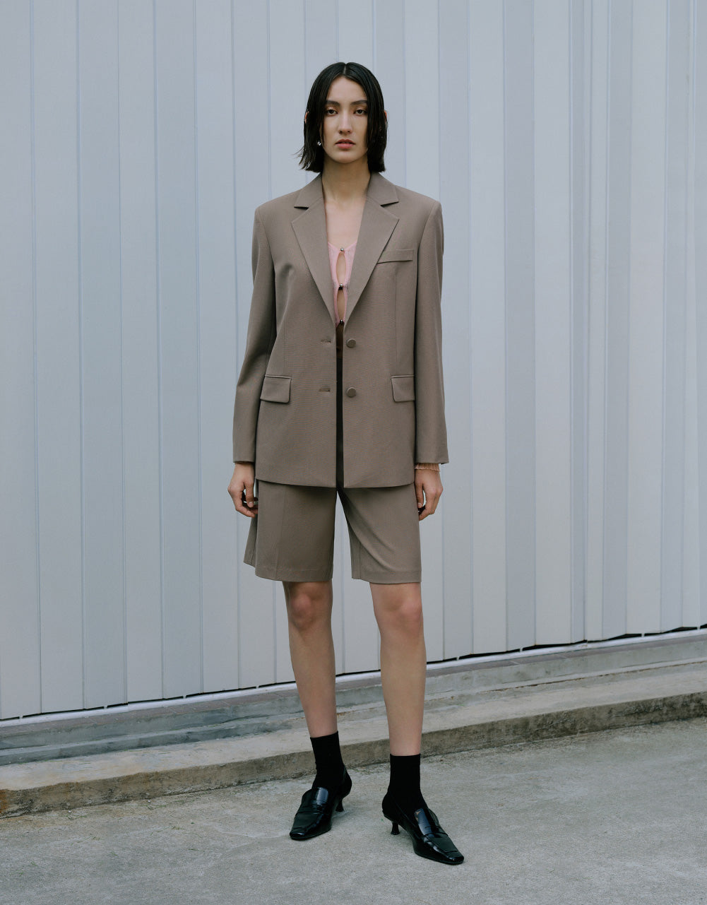 Tailored Blazer With Fake Pockets