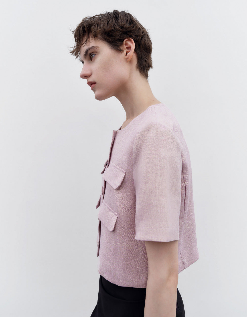 Short Sleeve Tweed Jacket