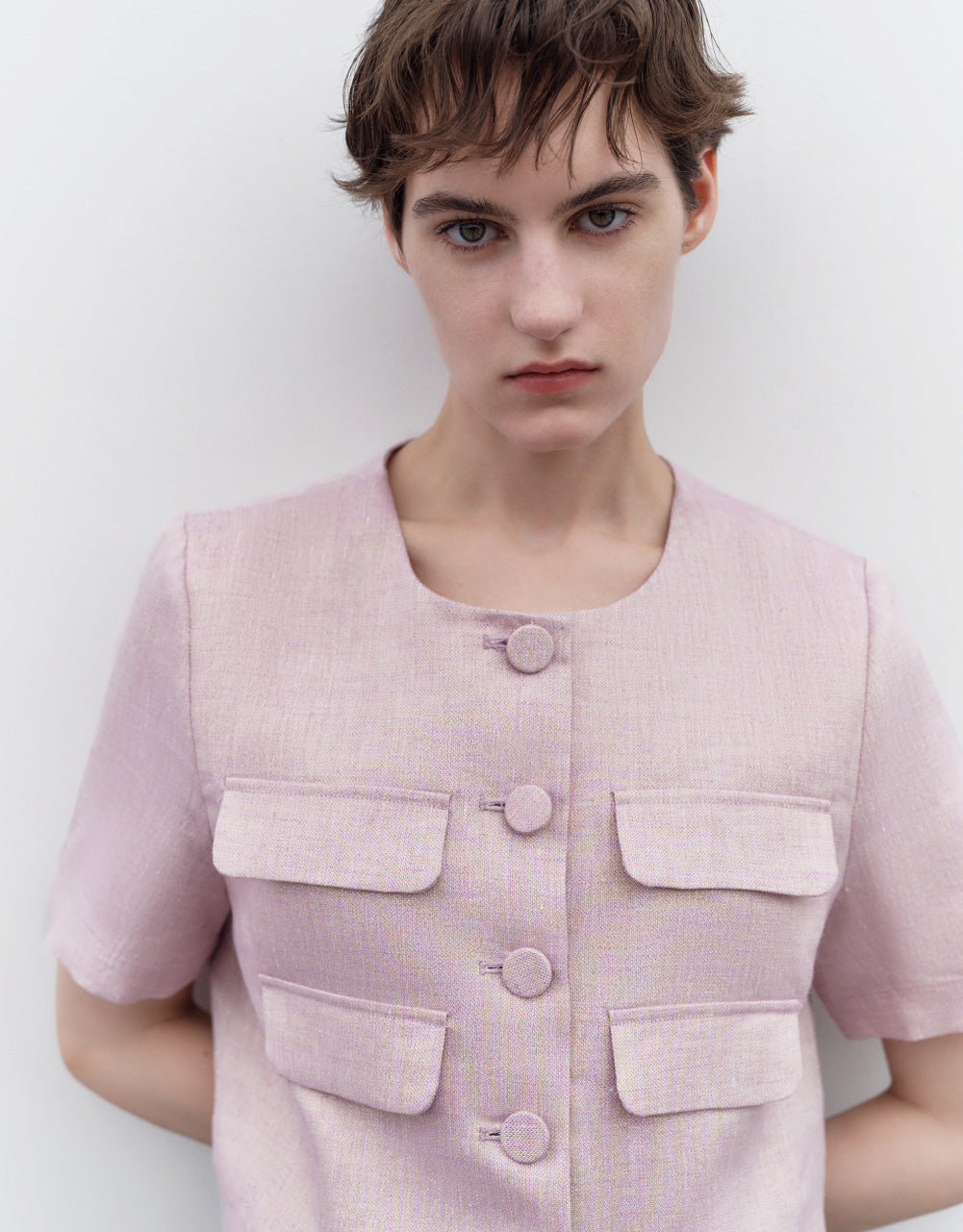 Short Sleeve Tweed Jacket