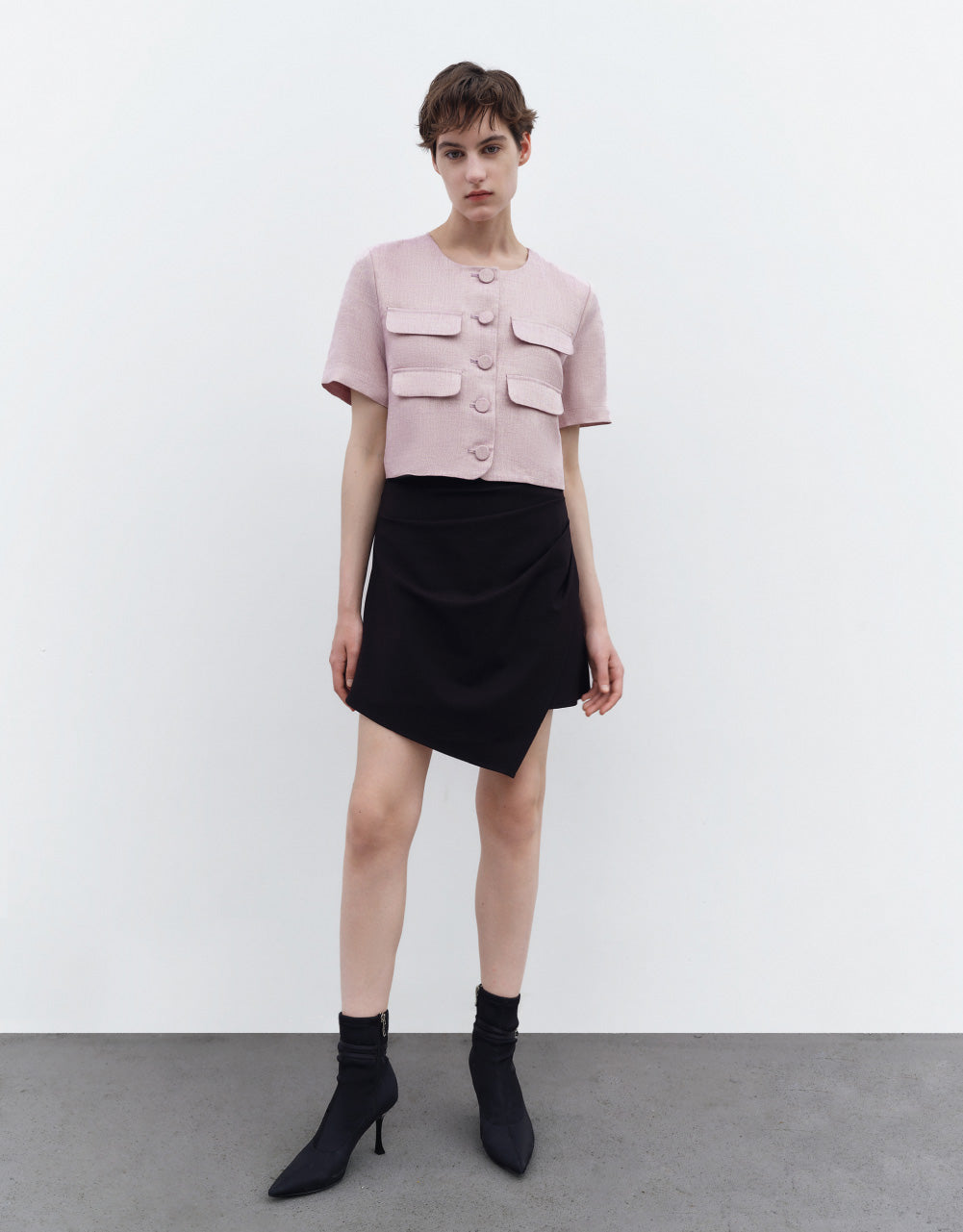 Short Sleeve Tweed Jacket