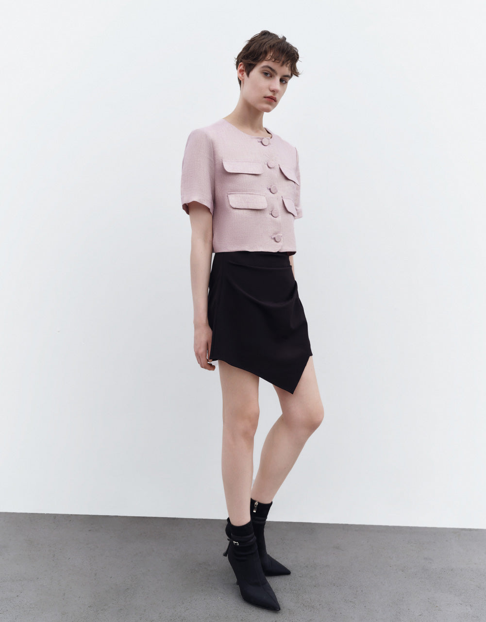 Short Sleeve Tweed Jacket