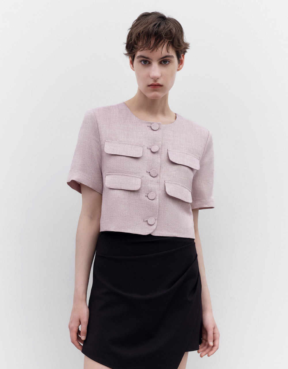 Short Sleeve Tweed Jacket