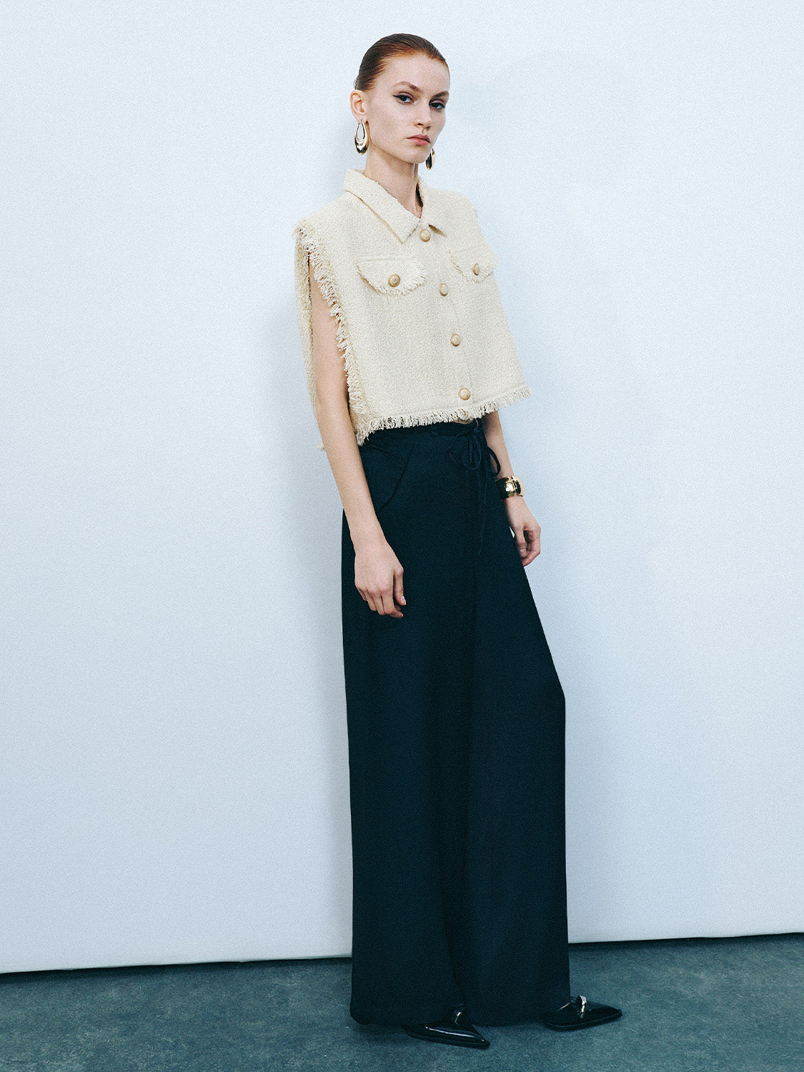 Raw Hem Tweed Vest