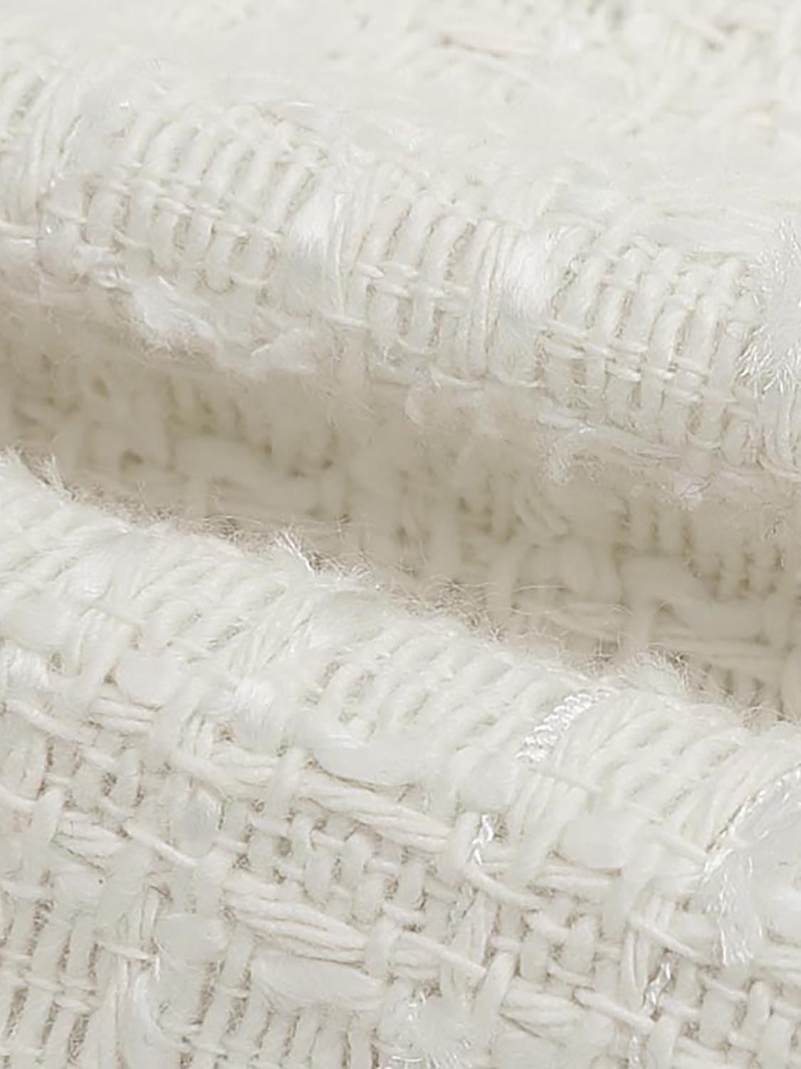 Patch Pockets Crew Neck Tweed Jackets