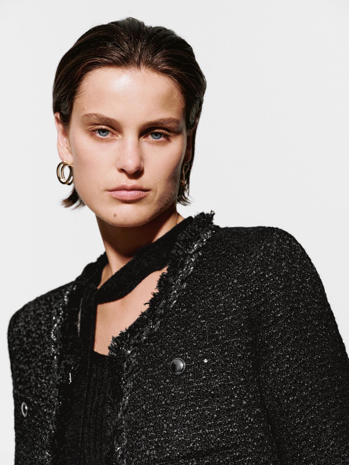 Fringed Patch Pockets Tweed Jackets